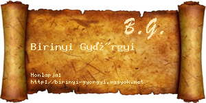 Birinyi Györgyi névjegykártya